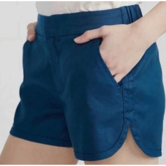 Anthropologie Level 99 Womens 31 Teal Blue Linen Blend Helen Trouser Shorts - Picture 1 of 14